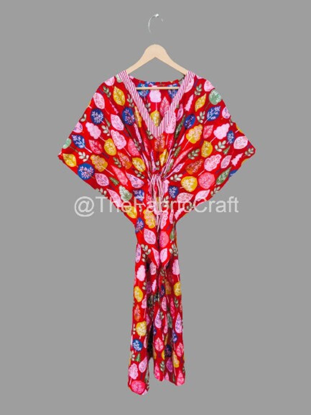 Beautiful Floral Kaftan Dress, Indian Cotton Caftan, Maxi Dress, Nightwear, Beach Cover Up