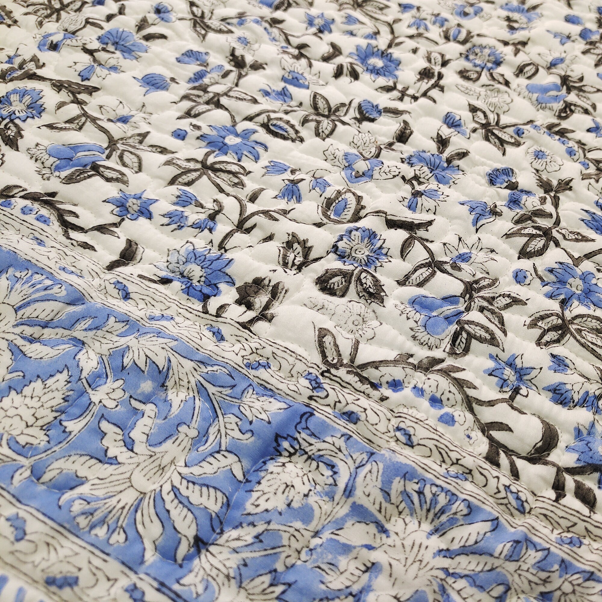 Hand Block Print Cotton Quilt Twin Quilt Reversible Quilt Etsy