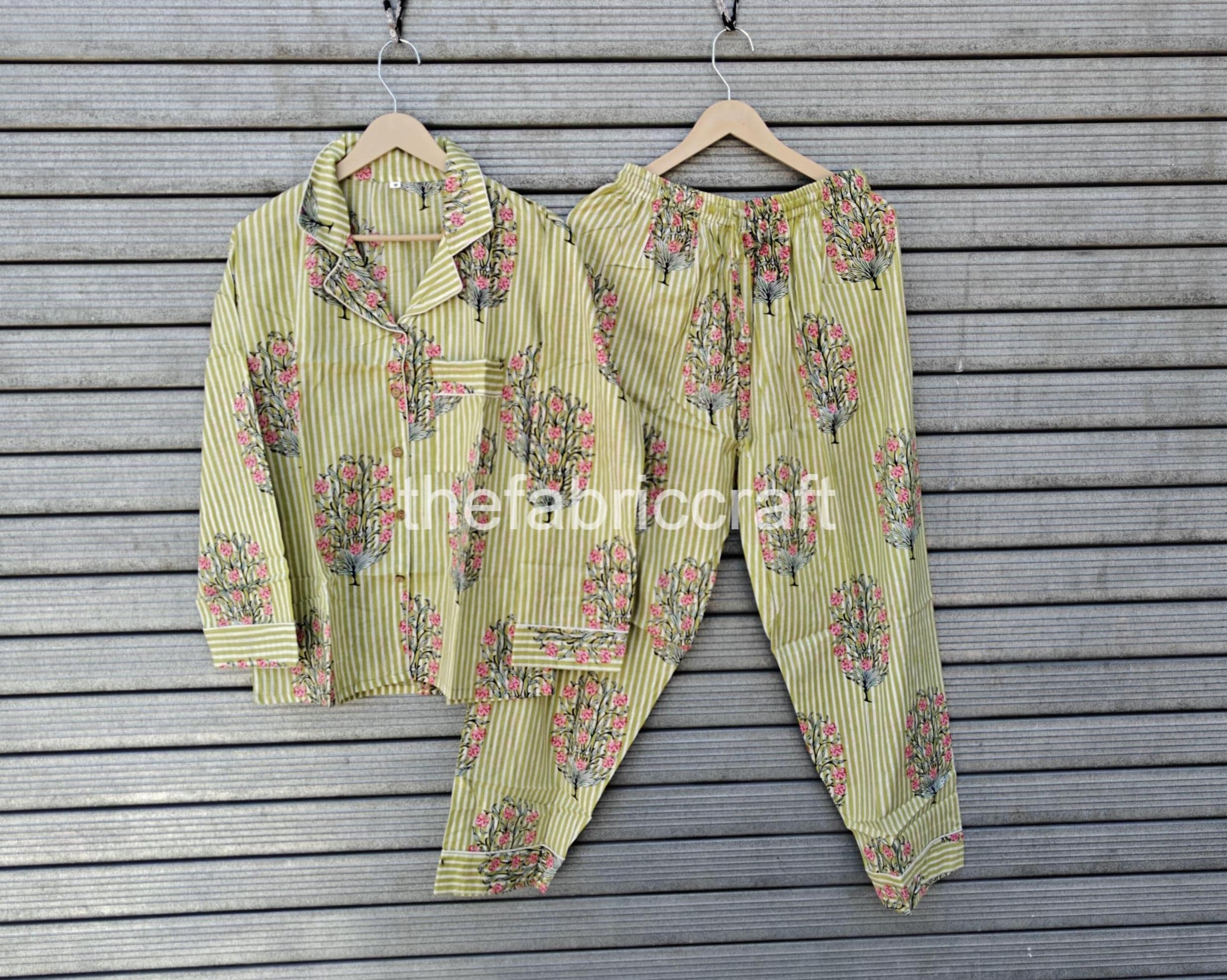 New Indian Hand Block Print Sleepwear Pajama Set, Handmade Pajama Set, Cotton Pajama Set, Loungewear,bridesmaid Pajama