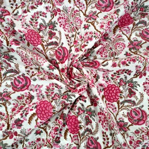 Beautiful Pink Floral Print Block Print Fabric Indian - Etsy