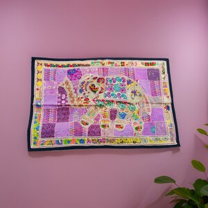 Elephant Tapestry: Indian Vintage Handmade Wall Hanging (40x60)