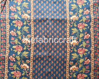 Hand Block Print Cotton Fabric: Indian Floral Fabric By The Yard