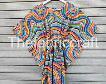 Striped Design Kaftan, Handmade Soft Cotton Caftan, Maxi Dress, Beach Cover Ups, Nightwear Dress