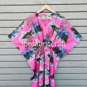 Block Print Kaftan, Cotton Kaftan, Indian Floral Kaftan, Long Caftan Dress For to be Moms, Beach Cover up, Sleepwear, Bikini Cover Up Caftan