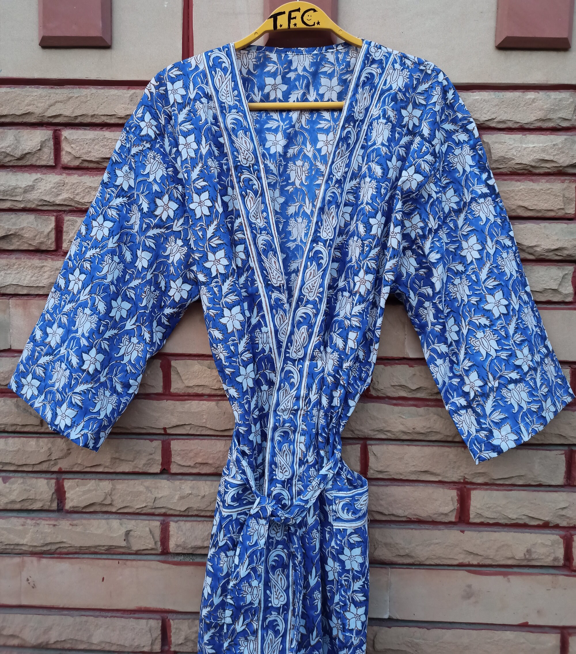 Floral Print Block Print Cotton Kimono Robes Japanese Kimono Etsy