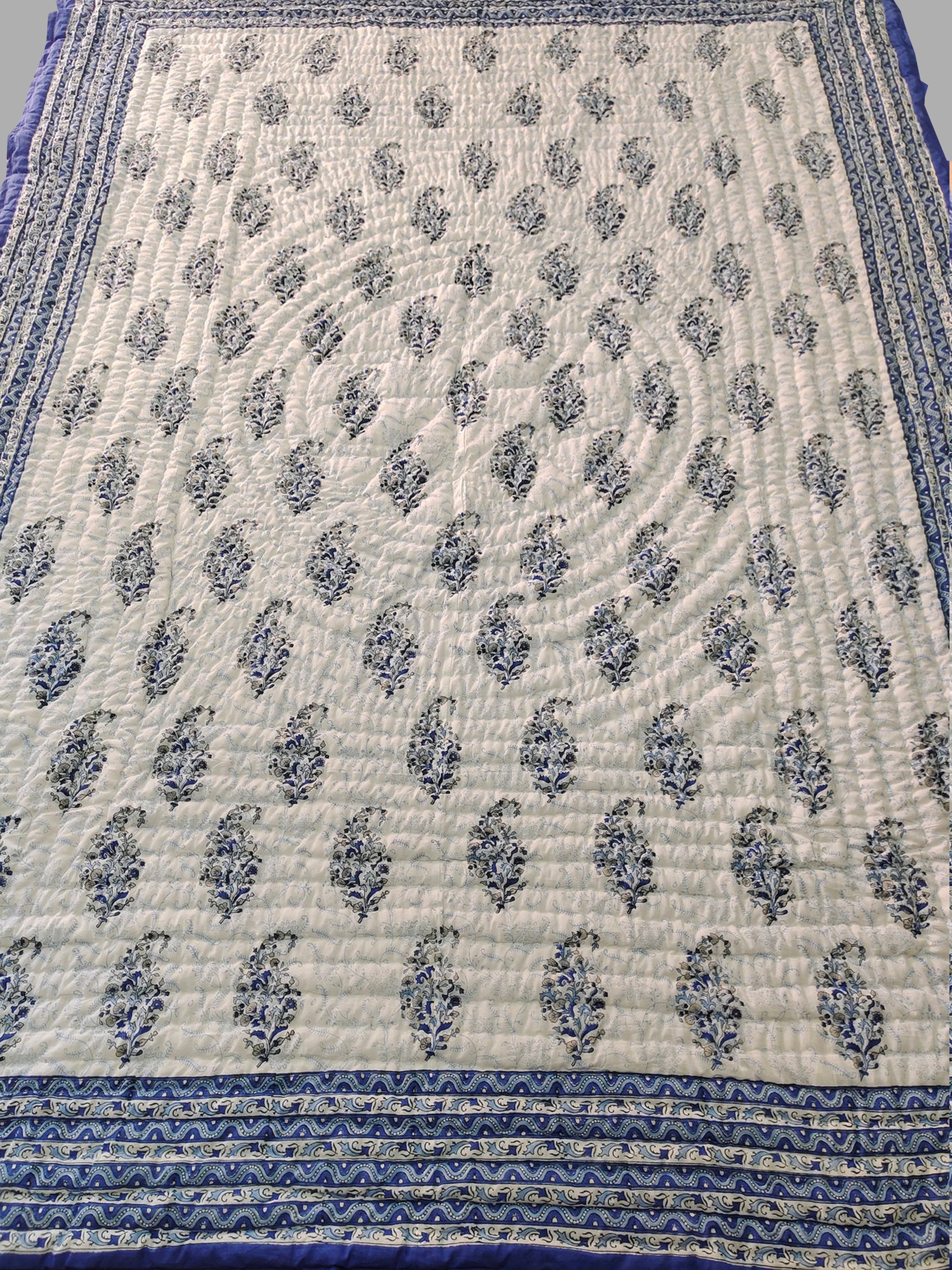 Block Print Cotton Quilt Indian Handmade Quilt Reversible Etsy