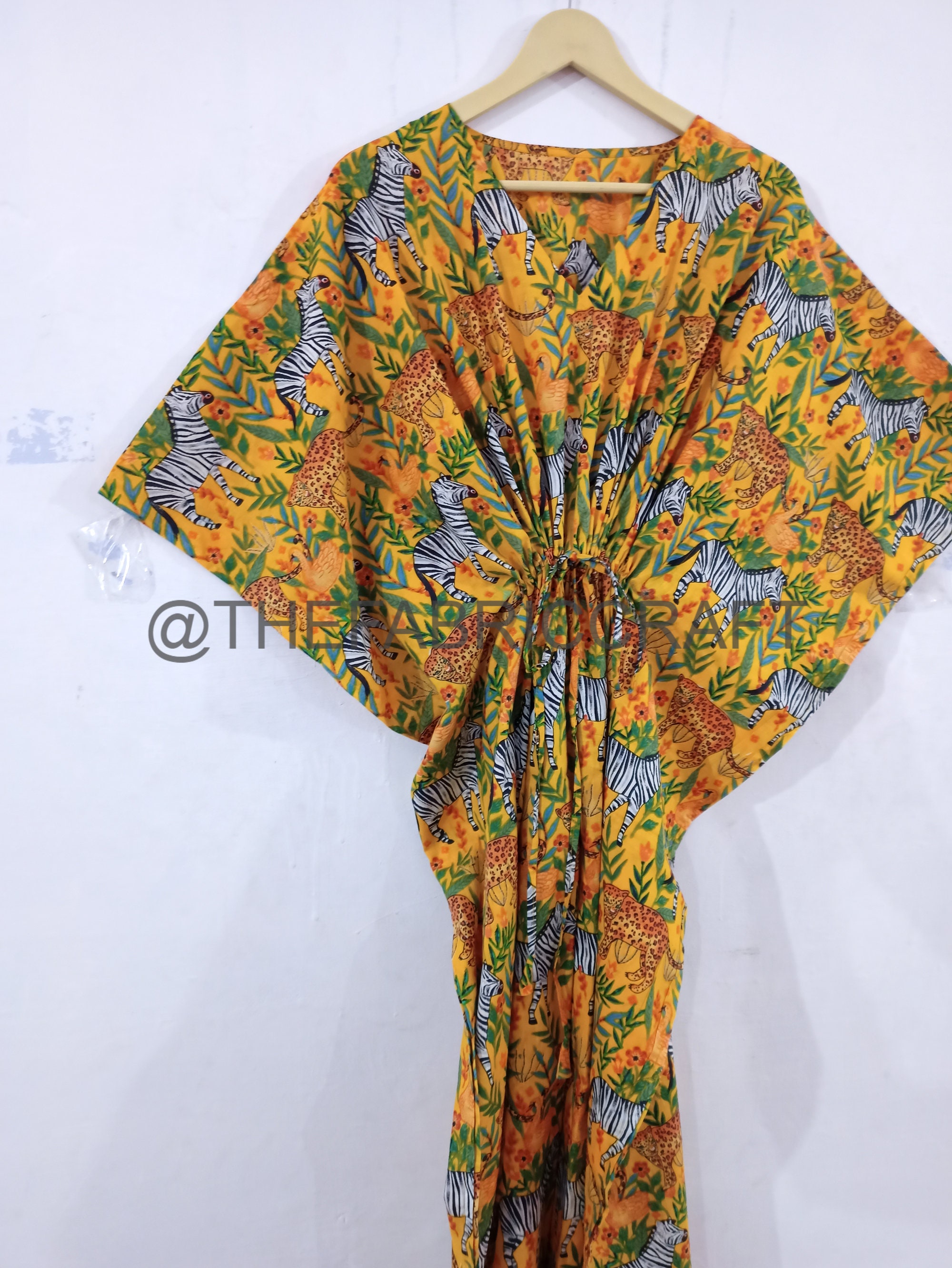 Robe Longue Caftan Indien - Bleu Marine - 100% Coton - Taille Unique - Fait Main