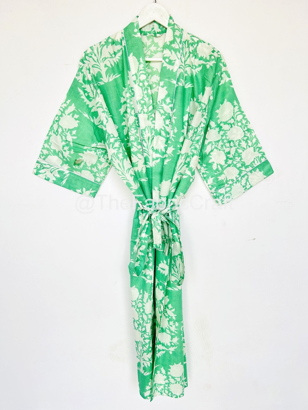 Japanese Cotton Light Weight Kimono Robe, Indian Handmade Soft & Pure