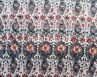 Indian Floral Print Cotton Fabric: Hand Block Printed Boho Quilting
