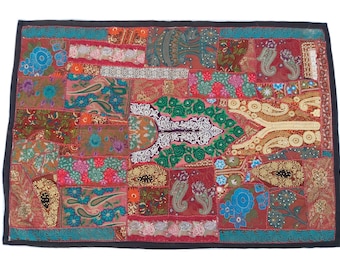 Vintage Indian Wall Hanging: Colorful Bohemian Tapestry (40x60)