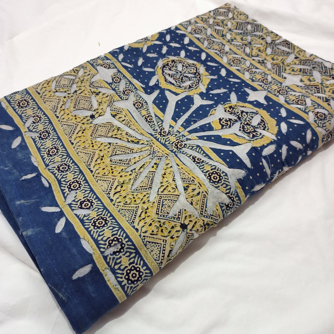 Indian Cotton Bed Sheet Cutwork Bed Cover Floral Print Etsy