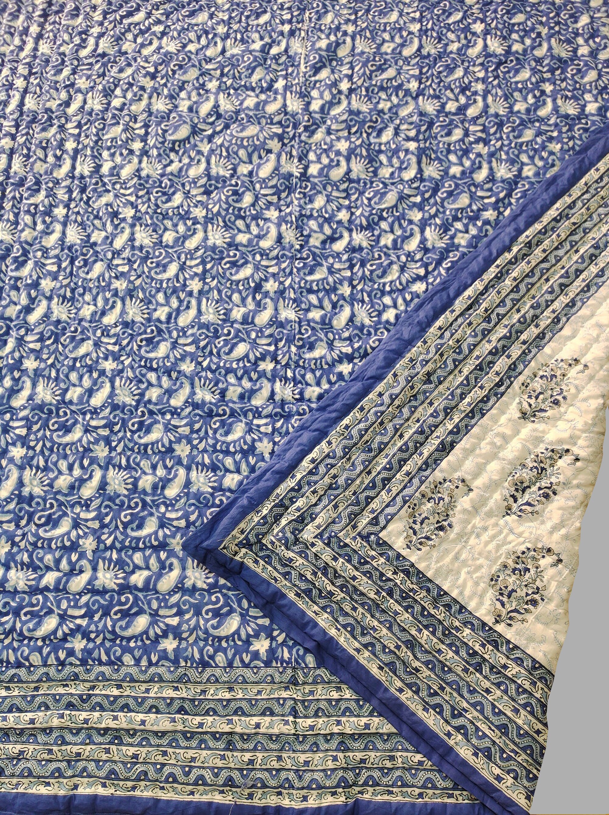 Block Print Cotton Quilt Indian Handmade Quilt Reversible Etsy