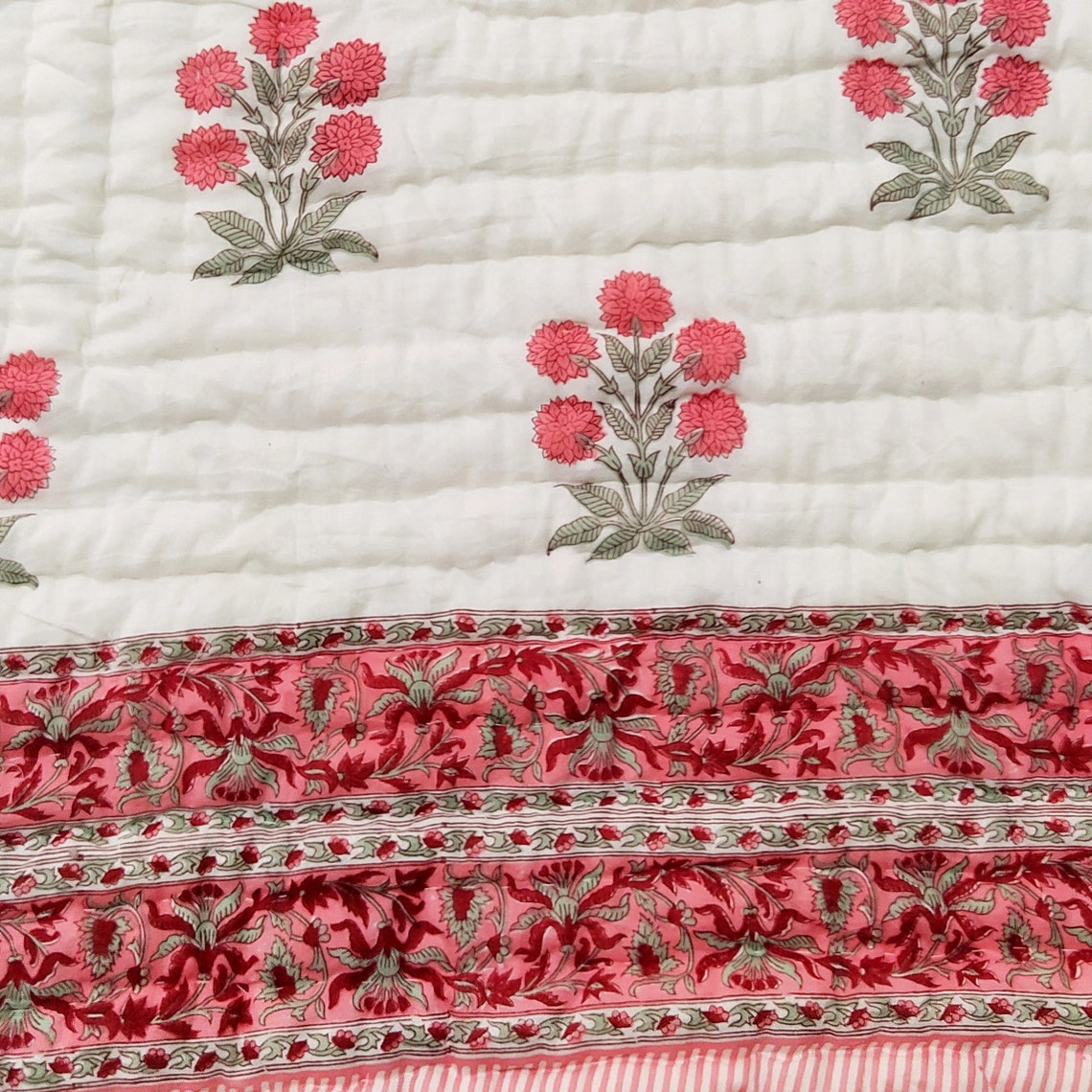 Handmade Reversible Quilt Indian Cotton Quilt Soft Cotton Etsy