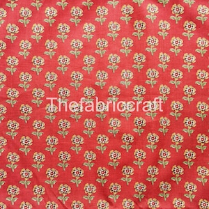 New Indian Block Printed Cotton , Dress Making Fabric, Hand Block Printed Cotton Fabric,  Floral Motif, Indian Textile, Fabric by Yard