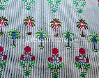 Floral Print Cotton Fabric: Hand Block Printed Fabric By The Yard