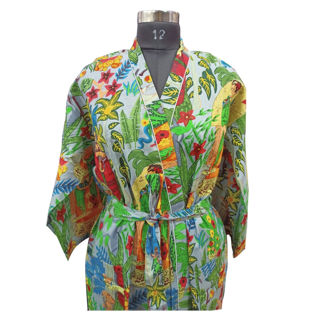Kimono Long Frida Kahlo – Coton Imprimé – Femme – Pyjama/Robe De Chambre – Taille Unique