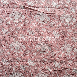 Floral Hand Block Printed Cotton Fabric: Indian Boho Dress Making