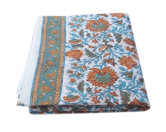 Floral Block Print Cotton Fabric, Indian Dressmaking Fabric By The Yard