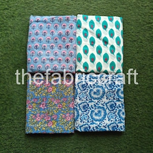 Floral Print Soft Cotton Fabric By The Yard, Indian Hand Block Print Cotton Fabric, Dressmaking Fabric, Handmade Fabric, Sewing Fabric