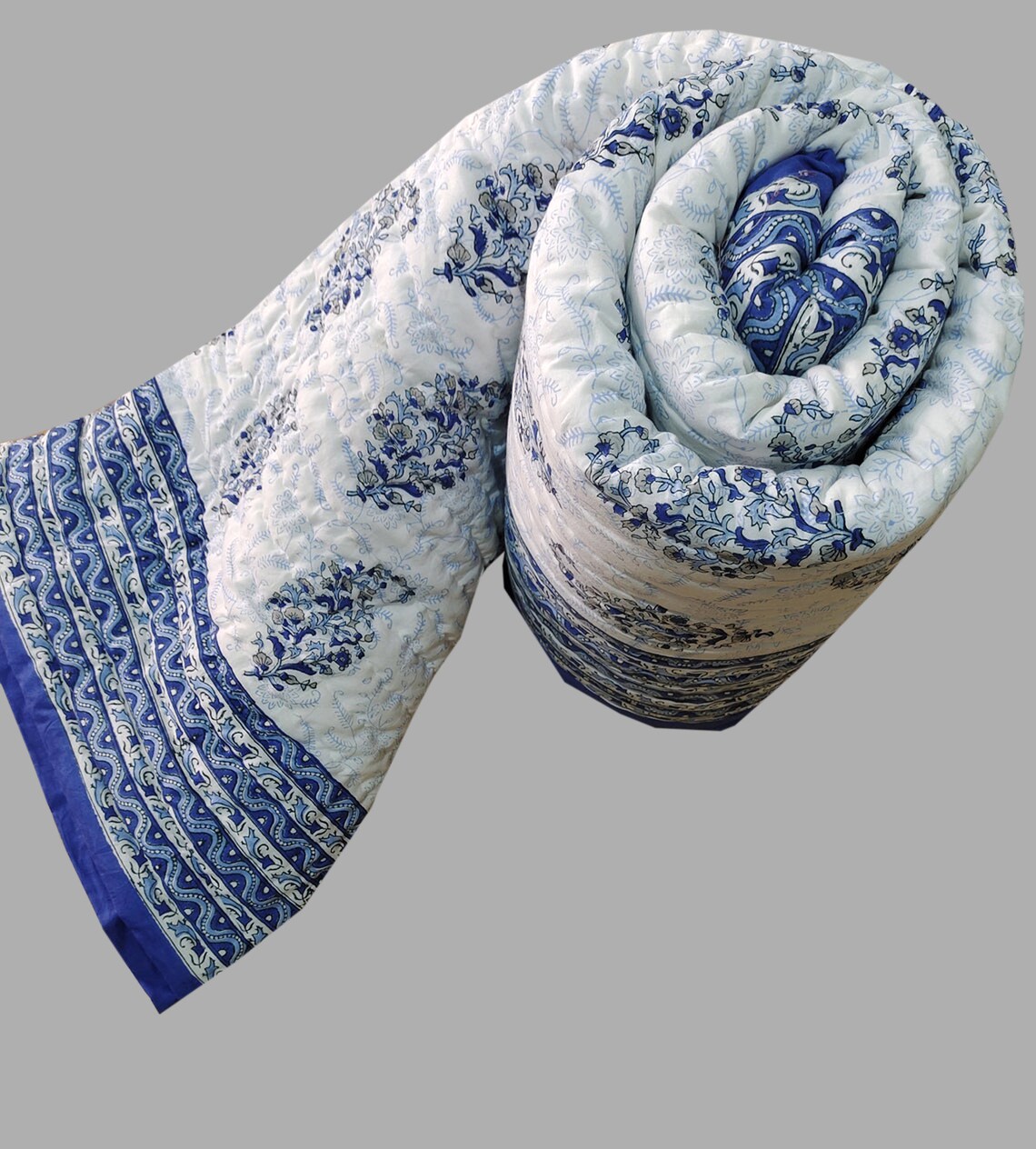 Block Print Cotton Quilt Indian Handmade Quilt Reversible Etsy