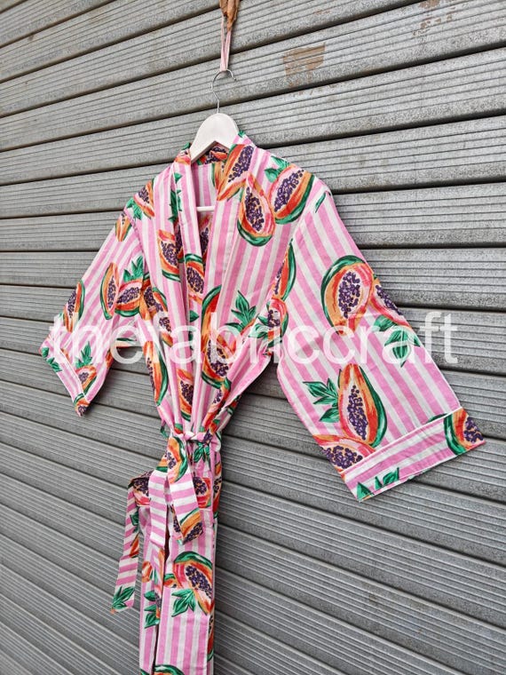 Boda Papaya Vestidos De BaÃ±o Kimono De Algodón Con Estampado De