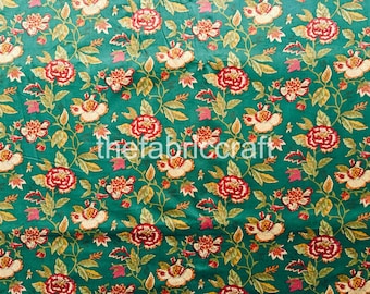 Floral Cotton Fabric By The Yard: Hand Block Printed Indian Cotton