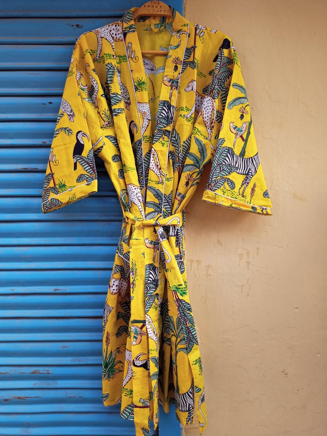 Animal Print Kimono Robe, Cotton Kimono Robe, Womens Dressing Gown