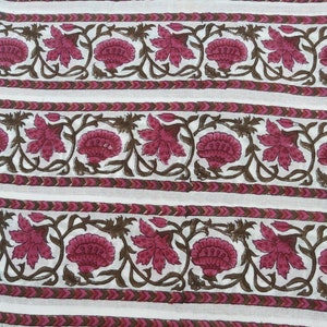 Indian Soft Cotton Fabric By The Yard, Floral Print Cotton Fabric, Hand Block Print Cotton Fabric, Sewing Fabric