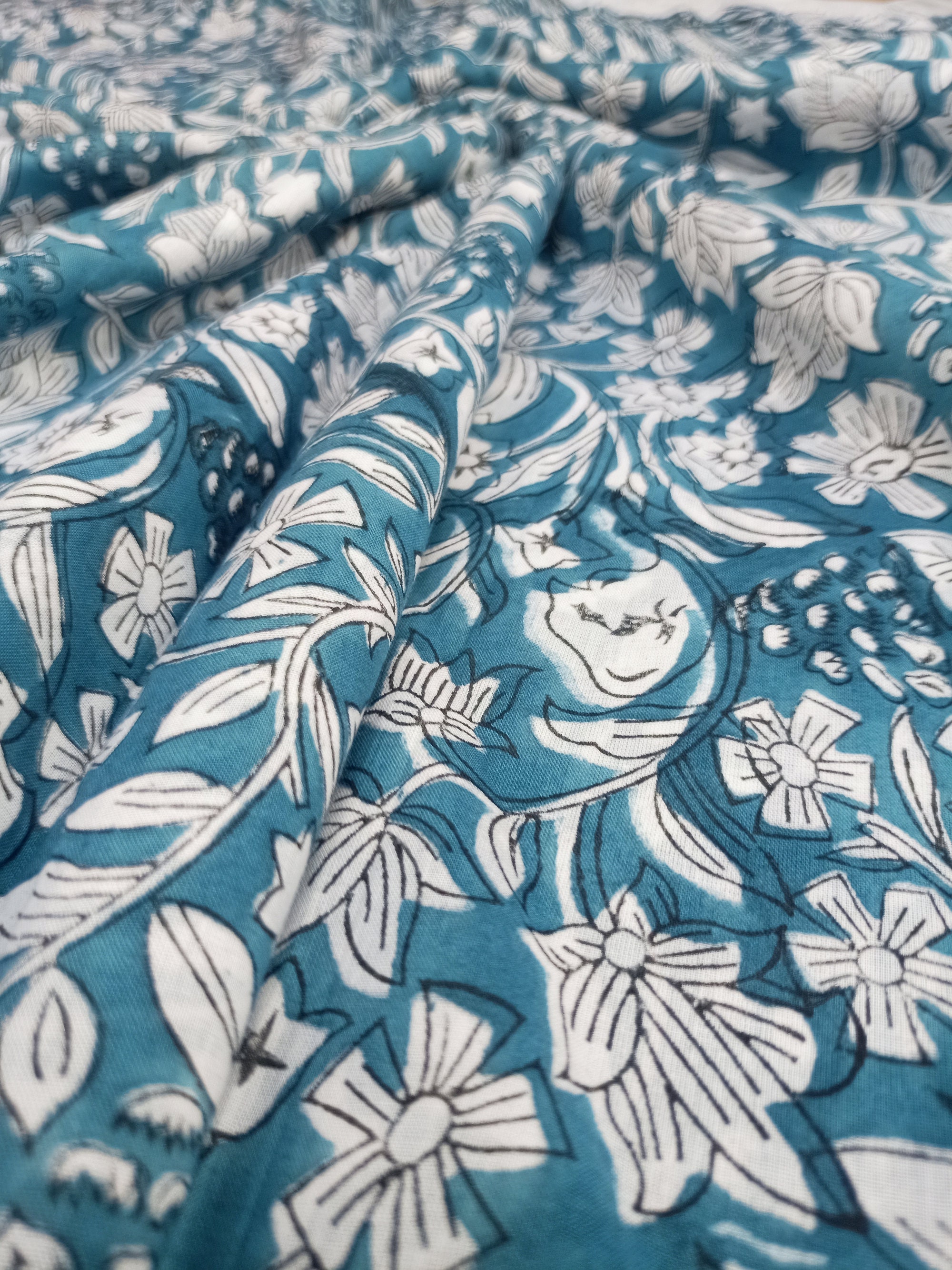 5 Yard Hand Block Print Blue Fabric Indian Cotton Fabric | Etsy