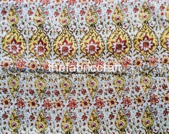 Indian Floral Print Cotton Fabric: Hand Block Printed Boho Quilting