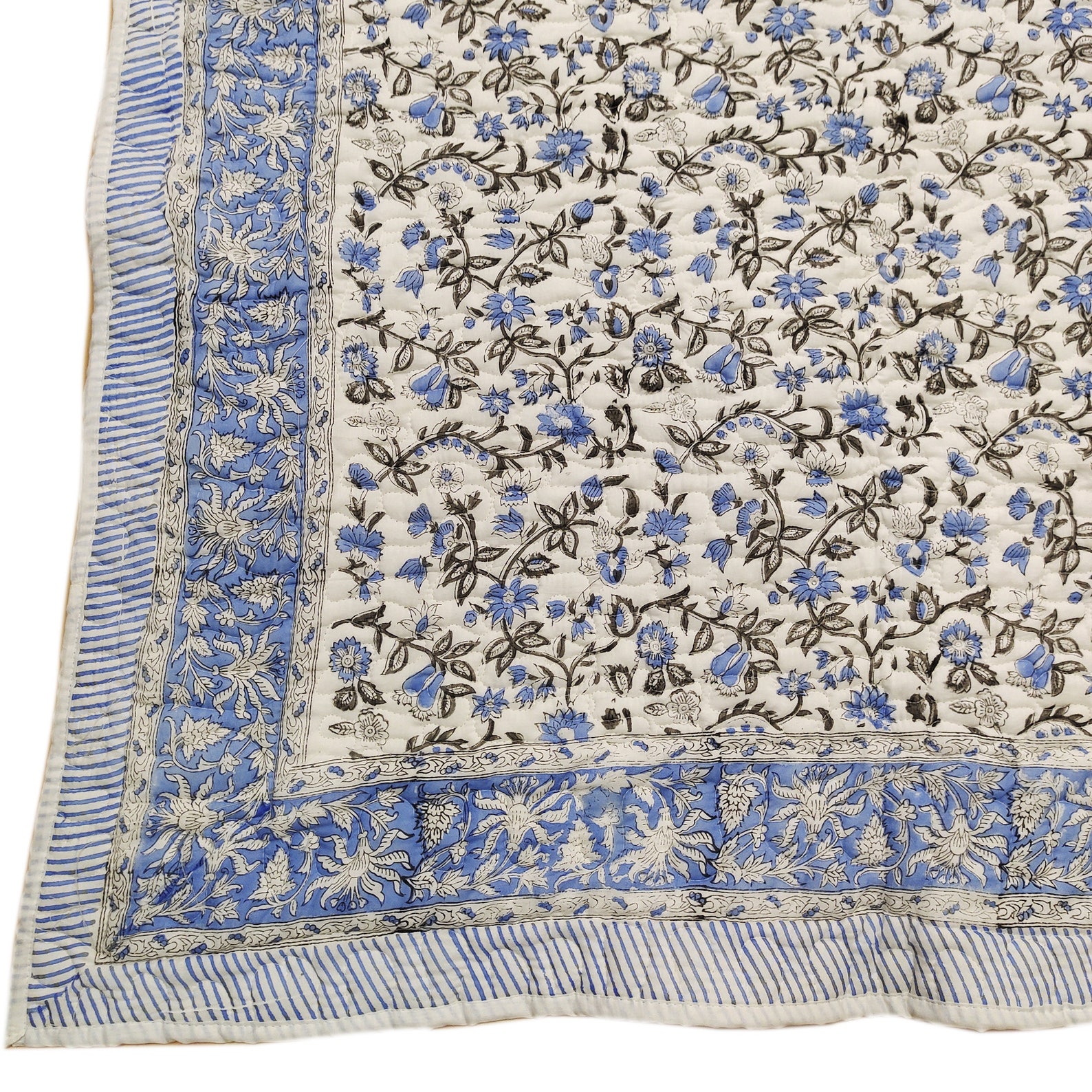 Hand Block Print Cotton Quilt Twin Quilt Reversible Quilt Etsy