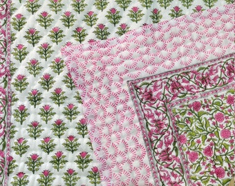 Hand Block Print Cotton Quilt: Floral Reversible King/Twin Size