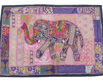 Gobelin ze słoniem: Vintage Indian Boho, dekoracja ścienna (40x60)