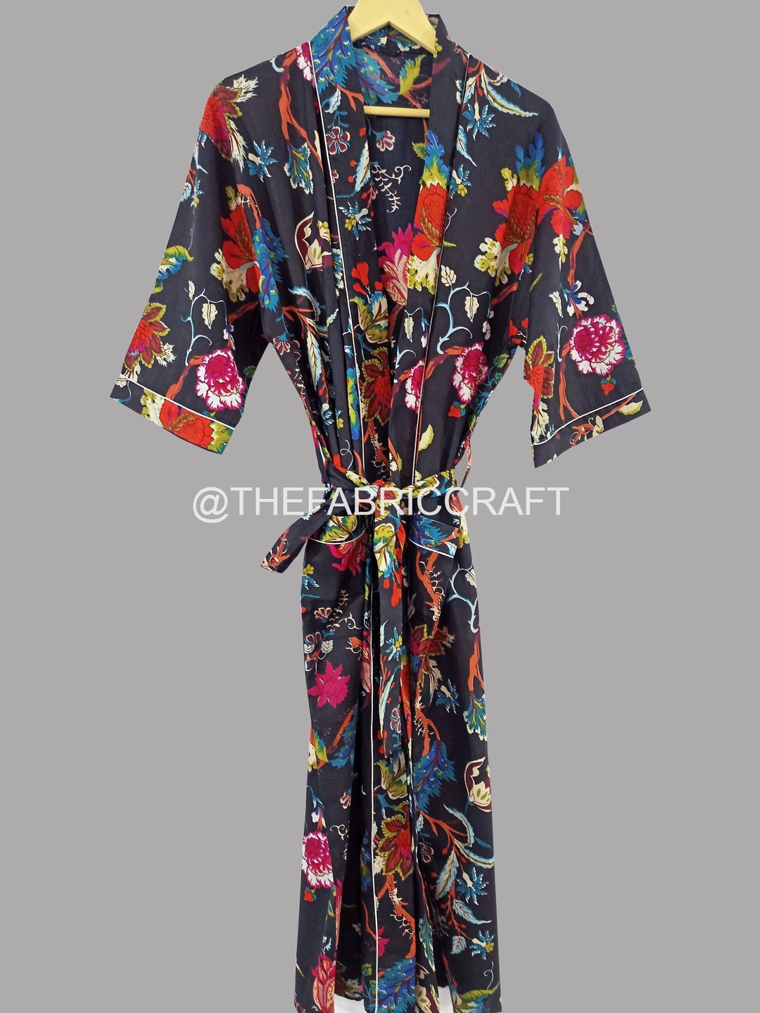 Tropical Floral Printed Kimono Robe