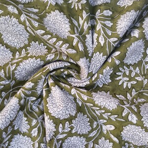 Hand Block Print Fabric, Indian Floral Print Cotton Fabric By The Yard, Dressmaking Fabric, Sewing Fabric, Quilting Fabric