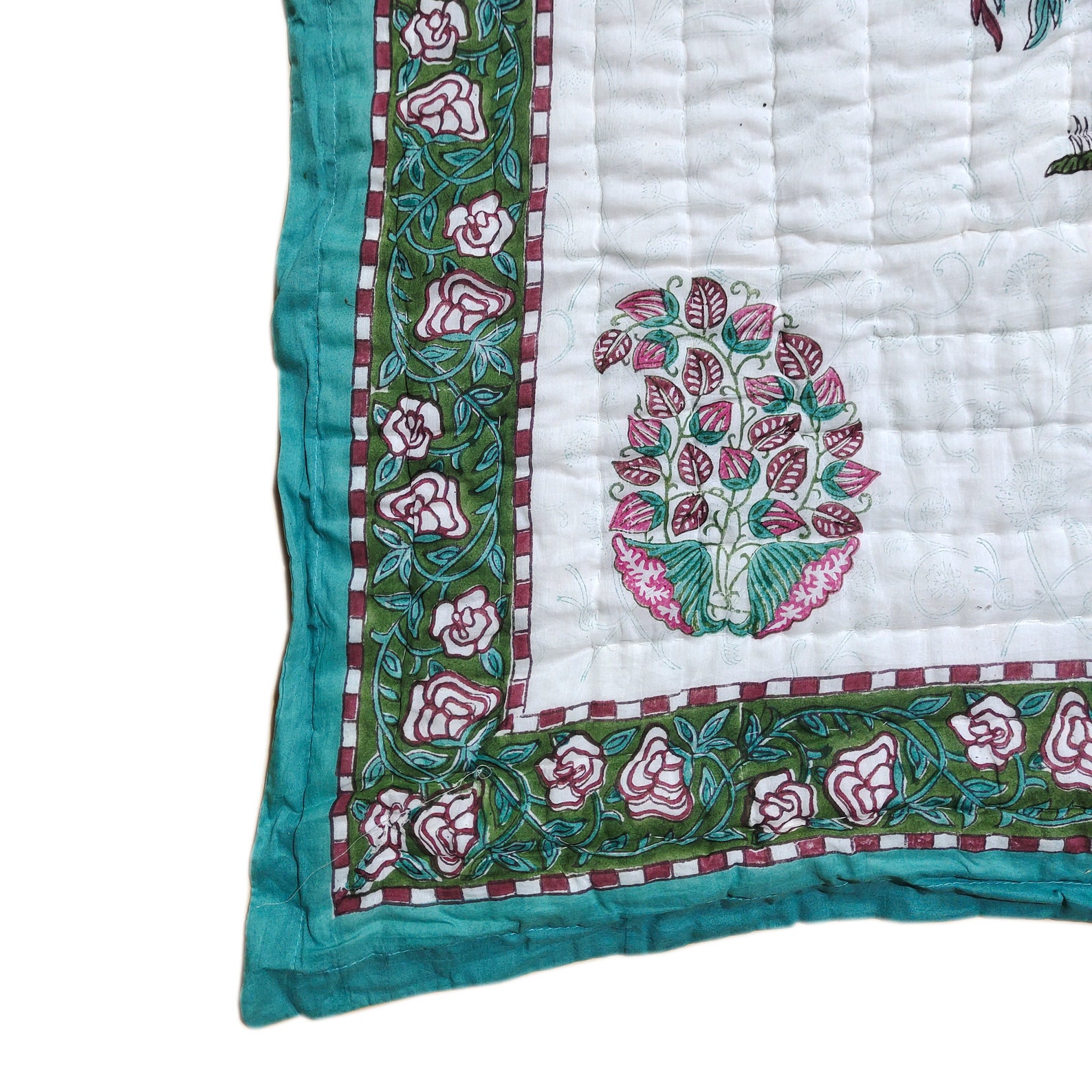 King Size Cotton Quilt Block Print Quilt Cotton Bedspread Etsy UK