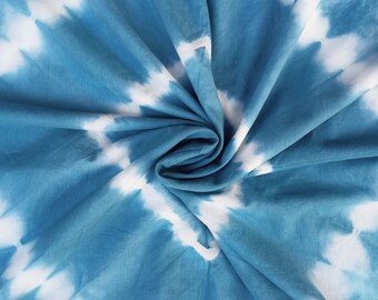 Handmade Indigo Shibori Tie Dye Fabric, Cotton Fabric, Sewing Fabric, Fabric By The Yard, Dressmaking Fabric By Yard