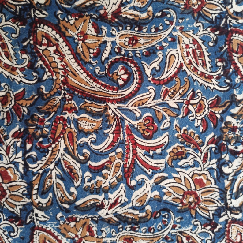 Hand Block Print Kalamkari Fabric Cotton Fabric Paisley Etsy