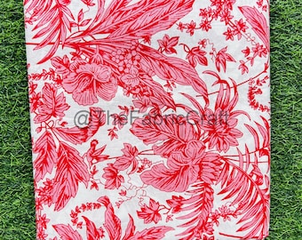 Tela de algodón rosa con estampado floral, cortada a medida: Estampado indio a mano con bloques.