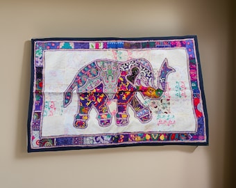 Vintage Sari Patchwork Tapestry: Handmade Indian Wall Hanging (40x60)