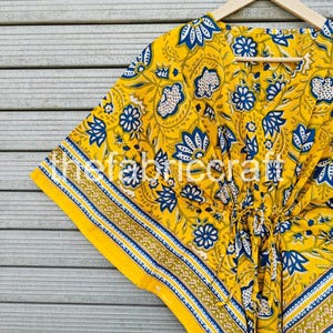 Floral Print Short Kaftan, Handmade Caftan, Short Kaftan, Indian Kaftan, Nightwear Dress, Bridesmaid Gift, Maxi Dress, Gift For Her