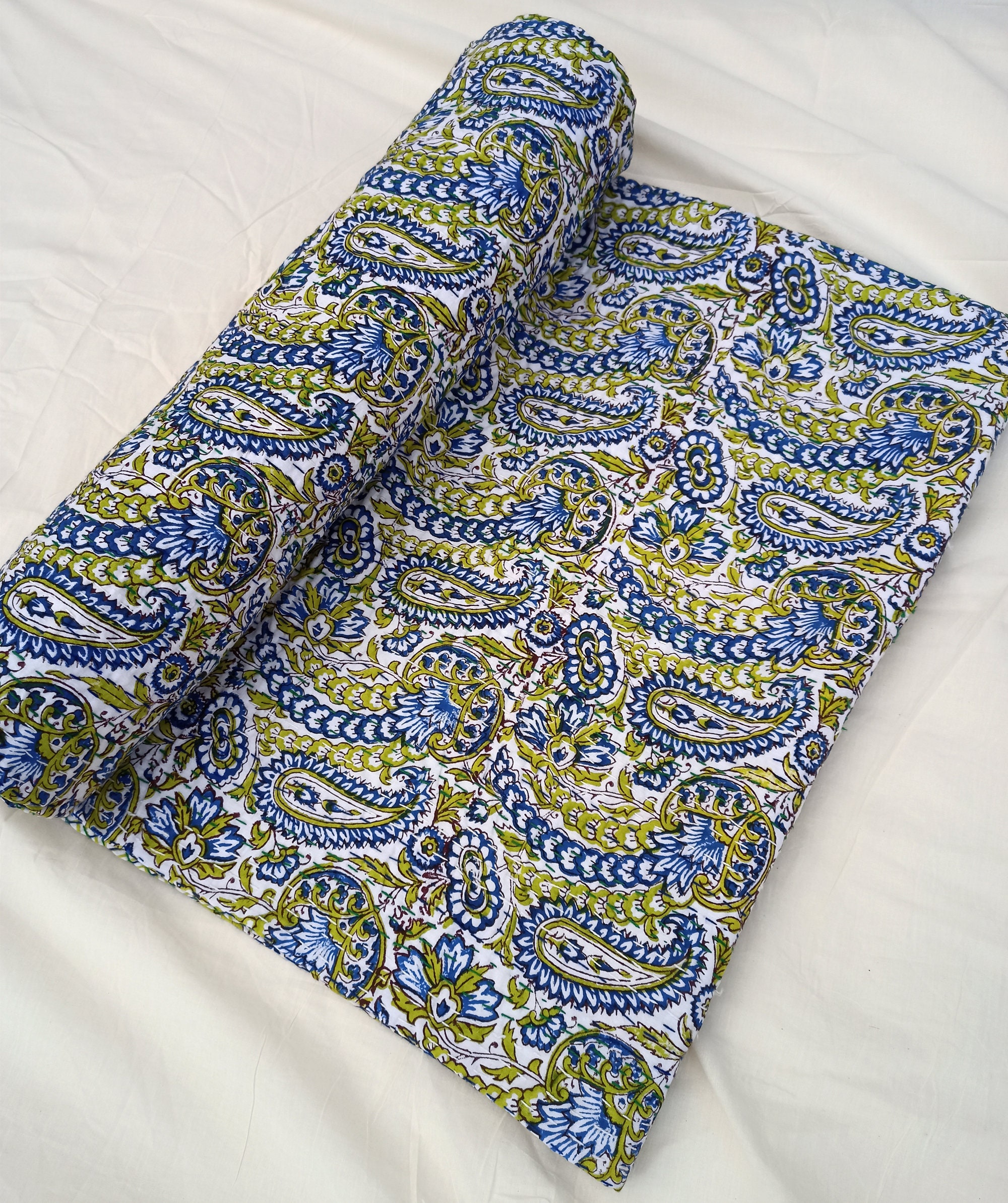 Cotton Kantha Quilt Indian Kantha Quilt Queen Kantha Quilt Etsy