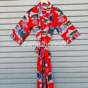 Indian cotton Nightwear Kimono, Cotton Kimono Robe Dressing Gown, One Size, Maxi Dress, Block Print Bridesmaid Robe, Summer Nightwear