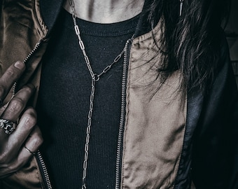 Paperclip Chain Lariat Necklace