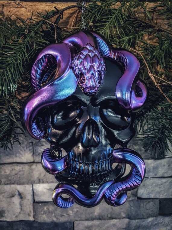 Blue/Purple/Red Skull and Snake Wall Hanging