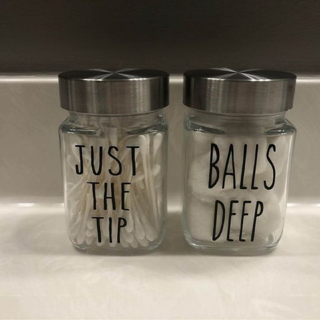 Rae Dunn Inspired Bathroom Jars Funny Bathroom Jars Balls Etsy