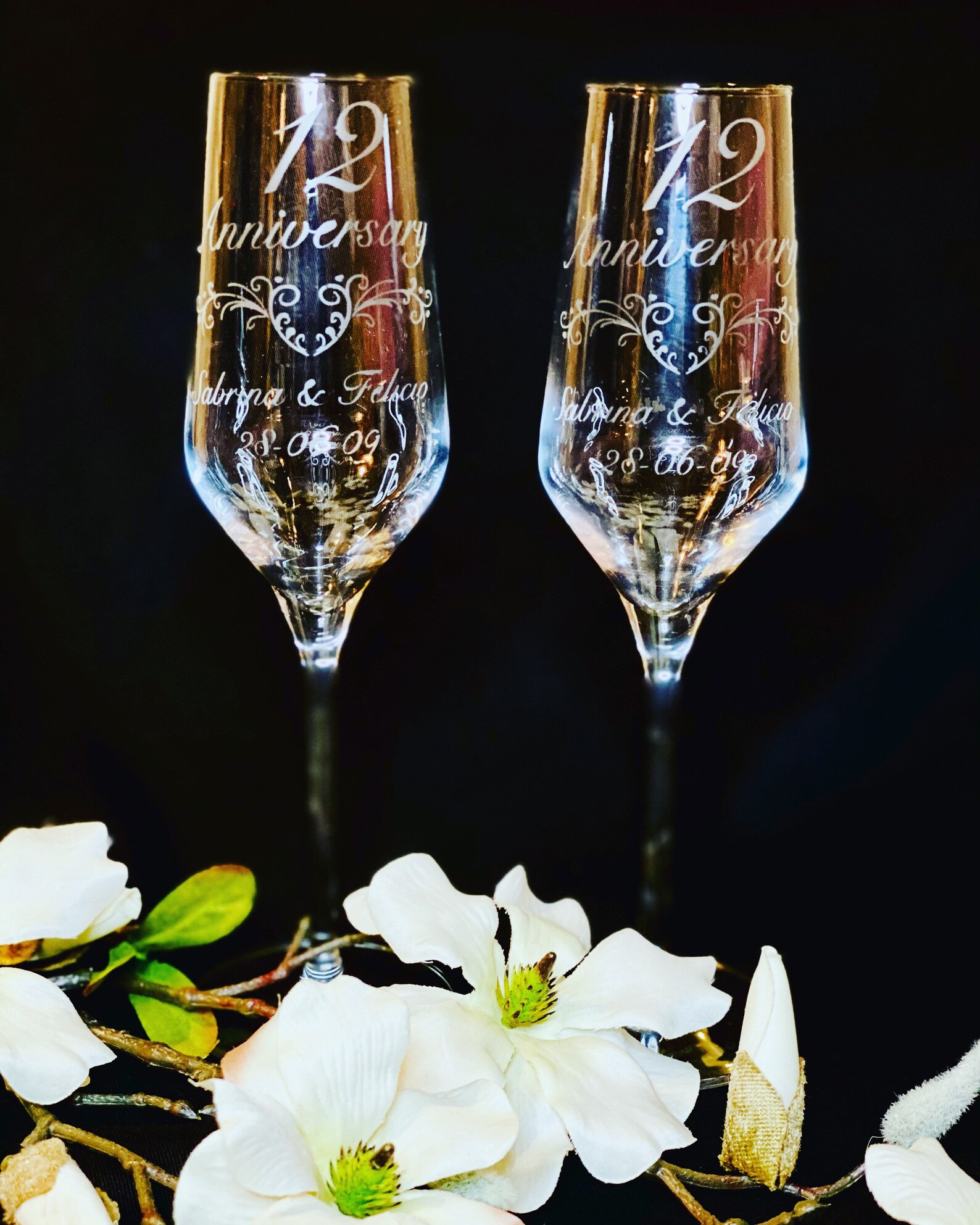 Personalized Set of 2 Champagne Glasses Engraved Perfect for Etsy
