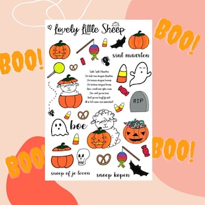 Woolly the Sheep, Sticker, Halloween, Sint Maarten, feestdagen, snoep, Nederlandse feestdag, cute, schattig, kinderen, langs de deuren,