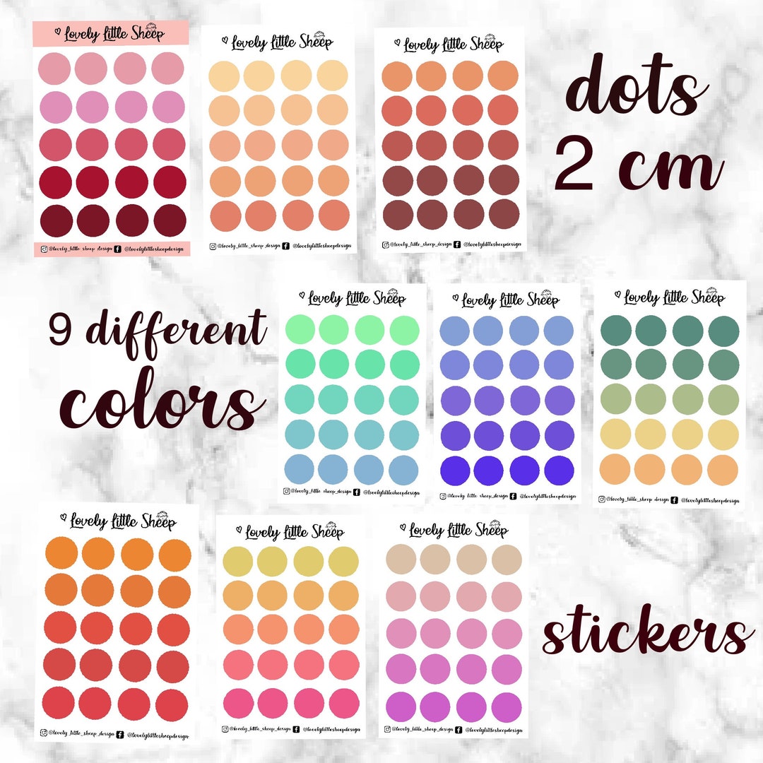 2cm Dots Bullet Journal Sticker Sheets- Choose Color, Planner Dots ...