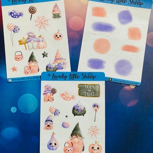 Ensemble de 3 gnomes pastel d’Halloween 1.2 planificateur d’autocollants journalisation A6 pompoen gnome snoep planificateur aquarelle autocollants bullet journal mignon lief